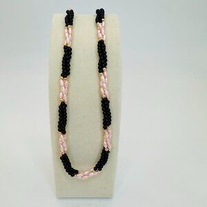 Vintage Black & Pink Baroque Pearl Necklace 22"